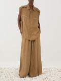 ELEH Pantalone Palazzo Donna SS260109 Cammello - Beige