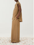ELEH Pantalone Palazzo Donna SS260109 Cammello - Beige