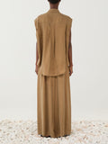 ELEH Pantalone Palazzo Donna SS260109 Cammello - Beige