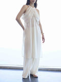 ELEH Pantalone Palazzo Donna SS260135 Panna - Bianco
