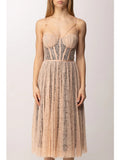 Elisabetta Franchi Vestito Midi Nude Nero Donna AB97162E2 Nude/nero - Rosa