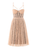 Elisabetta Franchi Vestito Midi Nude Nero Donna AB97162E2 Nude/nero - Rosa