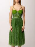 Elisabetta Franchi Vestito Midi Aloe Nero Donna AB97162E2 Aloe/nero - Verde