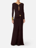 Elisabetta Franchi Vestito Longuette Darkhocolate Donna ABR1461E2 Darkhocolate - Marrone