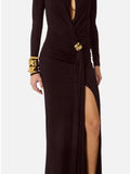 Elisabetta Franchi Vestito Longuette Darkhocolate Donna ABR1461E2 Darkhocolate - Marrone