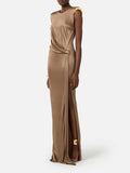 Elisabetta Franchi Vestito Longuette Argilla Donna ABR2461E2 Argilla - Beige