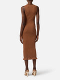 Elisabetta Franchi Vestito Midi Cuoio Donna AM07Q61E2 Cuoio - Marrone