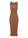 Elisabetta Franchi Vestito Midi Cuoio Donna AM07Q61E2 Cuoio - Marrone