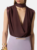 Elisabetta Franchi Top Cacao Donna CA13461E2 Cacao - Marrone