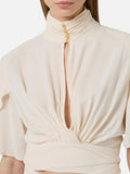 Elisabetta Franchi Blusa Crop Burro Donna CA15862E2 Burro - Avorio