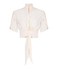 Elisabetta Franchi Blusa Crop Burro Donna CA15862E2 Burro - Avorio