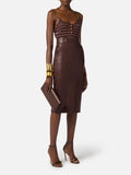 Elisabetta Franchi Gonna Longuette Cacao Donna GO16361E2 Cacao - Marrone