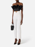 Elisabetta Franchi Pantalone Slim Donna PA16361E2 - Avorio