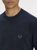 Fred Perry Pullover Pique Stitch Jumper Uomo K1309 Navy - Blu