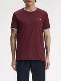 Fred Perry T-shirt Twin Tipped Uomo M1588V Oxblood/ecru - Bordeaux