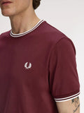 Fred Perry T-shirt Twin Tipped Uomo M1588V Oxblood/ecru - Bordeaux