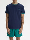 Fred Perry T-shirt Uomo M1588V Tnsbl/snwht/dpmt - Blu