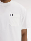 Fred Perry T-shirt Pocket Detail Uomo M2408 Snow White - Bianco
