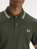 Fred Perry Polo Twin Tipped Uomo M3600P Hntngr/lgic/lmnb - Verde