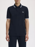 Fred Perry Polo Twin Tipped Uomo M3600P Navy/white - Blu