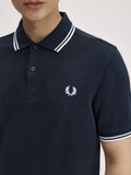 Fred Perry Polo Twin Tipped Uomo M3600P Navy/white - Blu