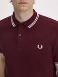 Fred Perry Polo Twin Tipped Uomo M3600P Oxblood - Bordeaux