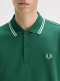 Fred Perry Polo Twin Tipped Uomo M3600P Sptgrn/ltic/ltic - Verde
