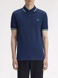 Fred Perry Polo Twin Tipped Uomo M3600P Tnsbl/snwht/dpmt - Blu