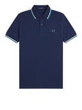 Fred Perry Polo Twin Tipped Uomo M3600P Tnsbl/snwht/dpmt - Blu