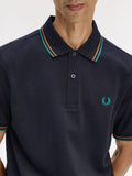 Fred Perry Polo Twin Tipped Uomo M3600P Navy/drkcml/spgr - Blu
