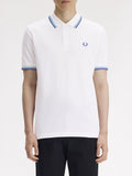 Fred Perry Polo Twin Tipped Uomo M3600P Snwh/depmn/sohec - Bianco