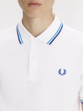 Fred Perry Polo Twin Tipped Uomo M3600P Snwh/depmn/sohec - Bianco