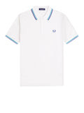 Fred Perry Polo Twin Tipped Uomo M3600P Snwh/depmn/sohec - Bianco