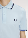 Fred Perry Polo Twin Tipped Uomo M3600P Lgtic/acebl/navy - Celeste