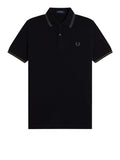Fred Perry Polo Uomo M3600P Black/fieldgreen - Nero