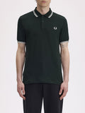 Fred Perry Polo Twin Tipped Uomo M3600P Nightgreen/snwht - Verde