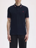 Fred Perry Polo Twin Tipped Uomo M3600P Nvy/swht/bntred - Blu