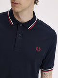 Fred Perry Polo Twin Tipped Uomo M3600P Nvy/swht/bntred - Blu