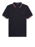 Fred Perry Polo Twin Tipped Uomo M3600P Nvy/swht/bntred - Blu