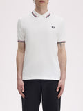 Fred Perry Polo Twin Tipped Uomo M3600P Snwht/bred/nvy - Bianco