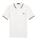 Fred Perry Polo Twin Tipped Uomo M3600P Snwht/bred/nvy - Bianco