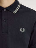 Fred Perry Polo Twin Tipped Uomo M3600P Navy/seagrass - Blu