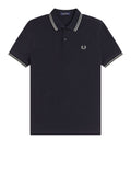 Fred Perry Polo Twin Tipped Uomo M3600P Navy/seagrass - Blu