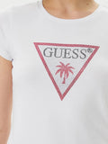 Guess T-shirt Triangle Rhinestones Donna E5GI08J1314 Pure White - Bianco