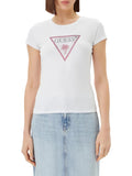 Guess T-shirt Triangle Rhinestones Donna E5GI08J1314 Pure White - Bianco