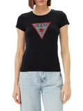Guess T-shirt Triangle Rhinestones Donna E5GI08J1314 Jet Black A996 - Nero