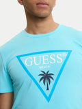 Guess T-shirt New Triangle Palm Uomo F6GI09J1314 - Celeste