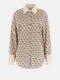 Guess Camicia Casual Alexandra Donna W4YH47WF1T2 4g All Over Logo Lov - Beige