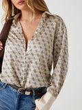 Guess Camicia Casual Alexandra Donna W4YH47WF1T2 4g All Over Logo Lov - Beige