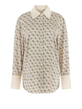 Guess Camicia Casual Alexandra Donna W4YH47WF1T2 4g All Over Logo Lov - Beige